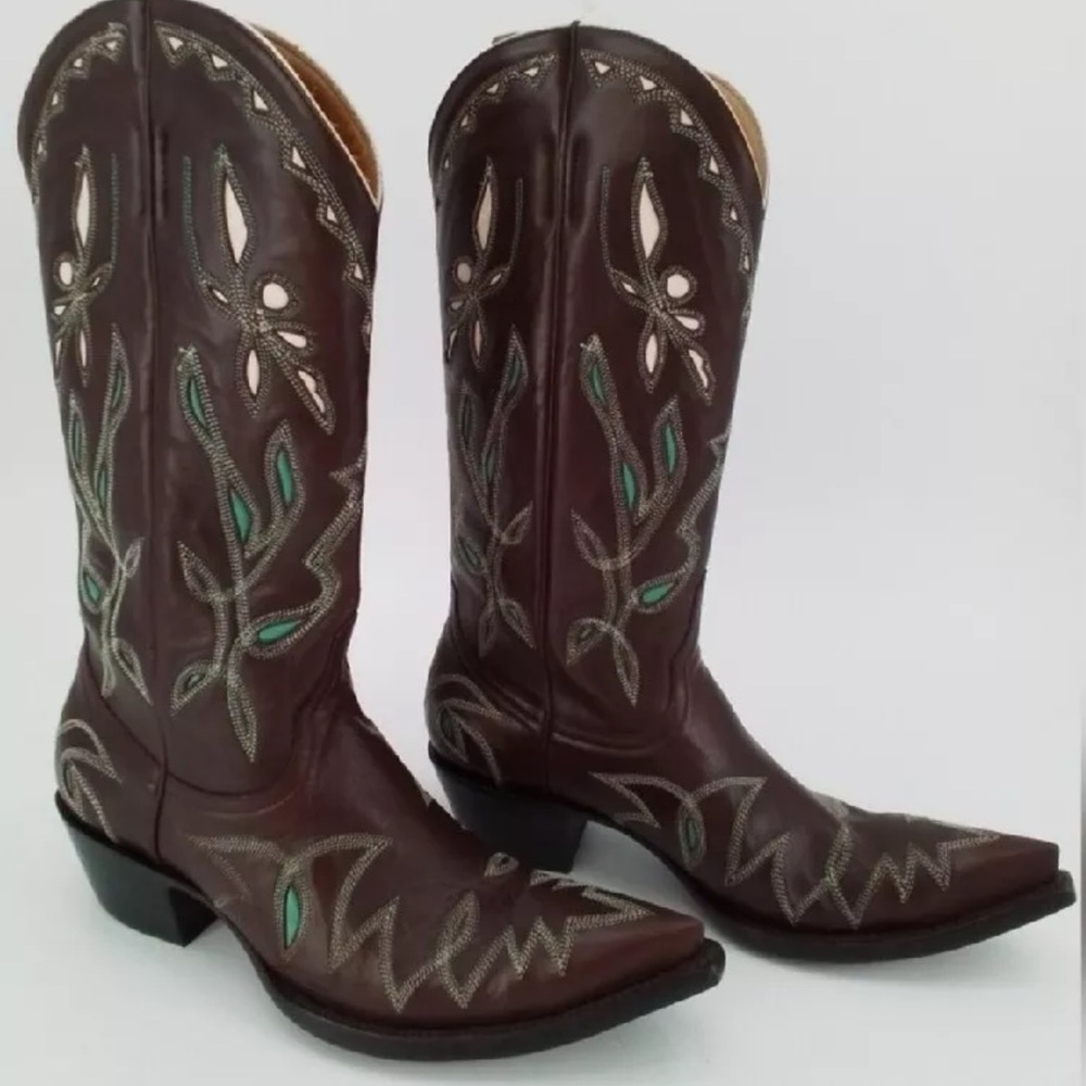 Rare NIB old gringo atlantic boots tourqoise and bone inlaid boots RTL $595 7.5 - Picture 6 of 8